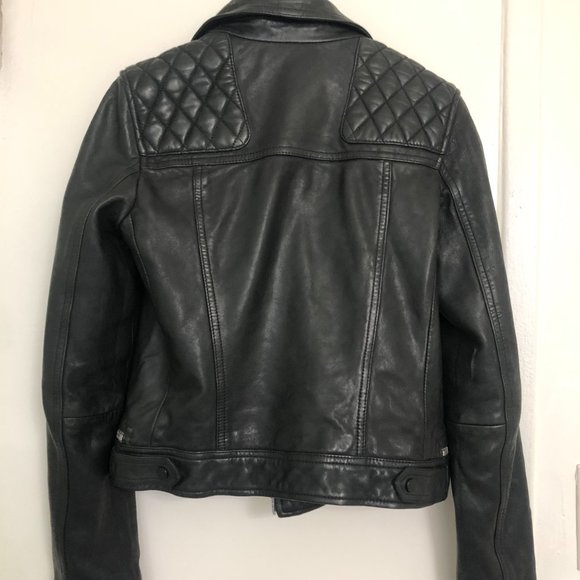 Veste En Cuir All Saints - Taille UK 8 (FR 36/38) - Occasion En Très Bon état